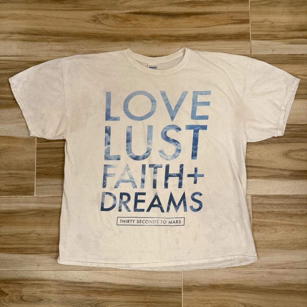 Thirty Seconds To Mars Love Lust Faith Dreams Band T-Shirt White 2XL Gildan